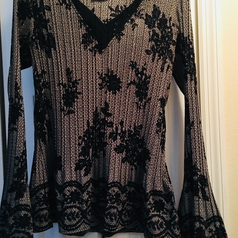 Black/grey tunic with flared sleeves